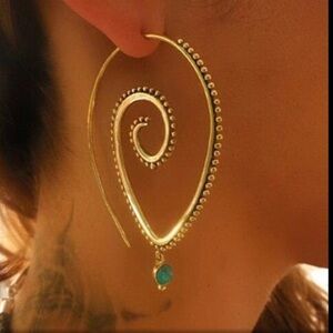 SPIRAL GEMSTONE EARRINGS WOMEN COLOR GOLD